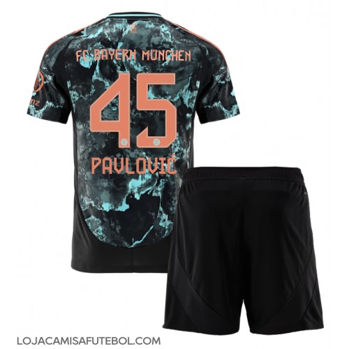 Camisa de Futebol Bayern Munich Aleksandar Pavlovic #45 Equipamento Secundário Infantil 2024-25 Manga Curta (+ Calças curtas)